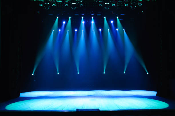 istock Free stage with lights, lighting devices on the consert. 1310644824