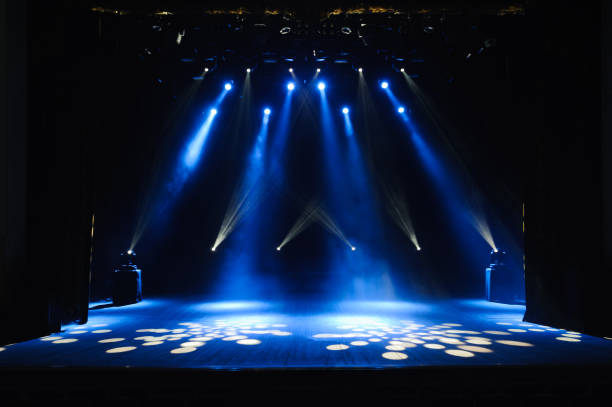 istock Free stage with lights, lighting devices on the consert. 1310644833