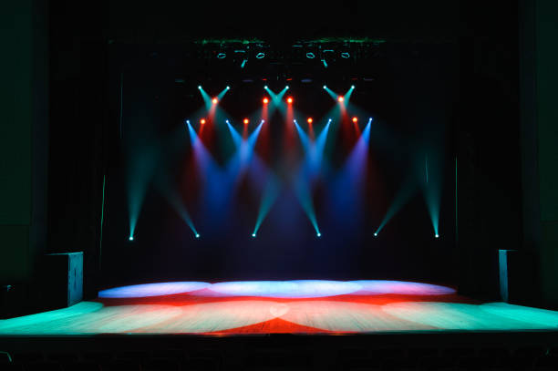 istock Free stage with lights, lighting devices on the consert. 1310644849