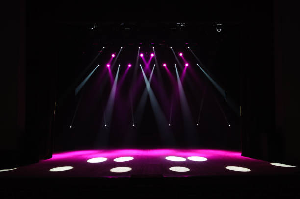 istock Free stage with lights, lighting devices on the consert. 1310644852