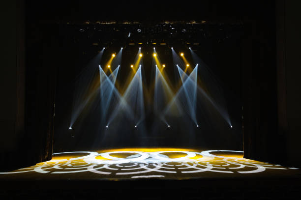 istock Free stage with lights, lighting devices on the consert. 1310644865