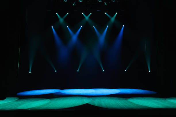 istock Free stage with lights, lighting devices on the consert. 1310644872