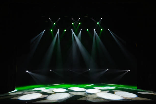 istock Free stage with lights, lighting devices on the consert. 1310644880