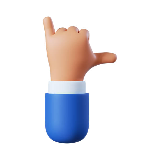 istock 3d render. Call hand icon back view. Communication concept. Business clip art isolated on white background. Cartoon character hand gesture 1310644883