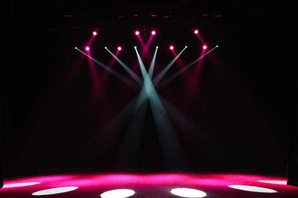 istock Free stage with lights, lighting devices on the consert. 1310644884