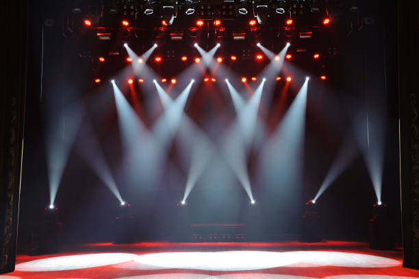 istock Free stage with lights, lighting devices on the consert. 1310644890