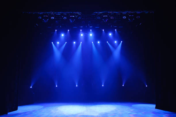 istock Free stage with lights, lighting devices on the consert. 1310644893