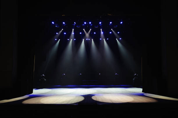 istock Free stage with lights, lighting devices on the consert. 1310644906