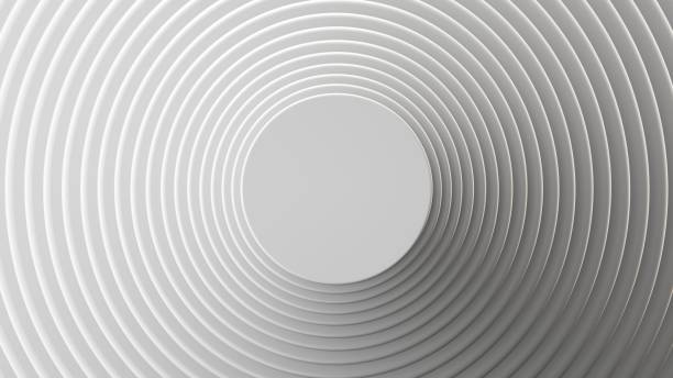 istock 3d render, abstract white geometric background, minimal round frame flat lay, deck of blank cards 1310644944