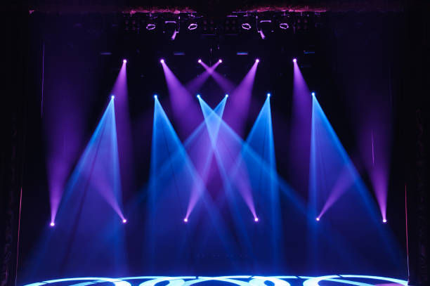 istock Free stage with lights, lighting devices on the consert. 1310645767