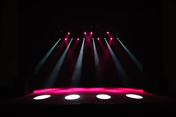 istock Free stage with lights, lighting devices on the consert. 1310645773