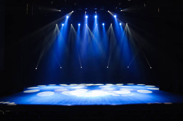 istock Free stage with lights, lighting devices on the consert. 1310645776