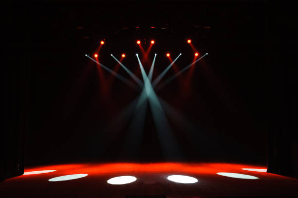 istock Free stage with lights, lighting devices on the consert. 1310645799