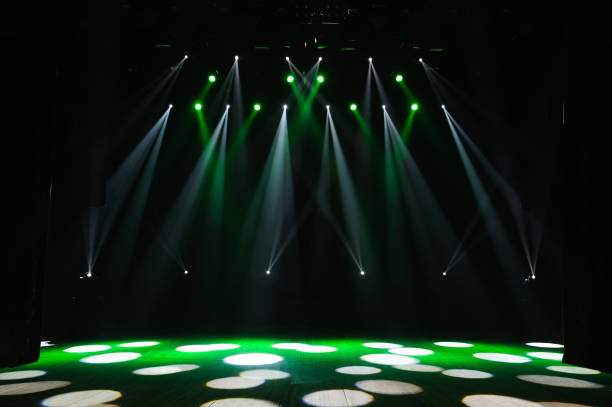 istock Free stage with lights, lighting devices on the consert. 1310645871
