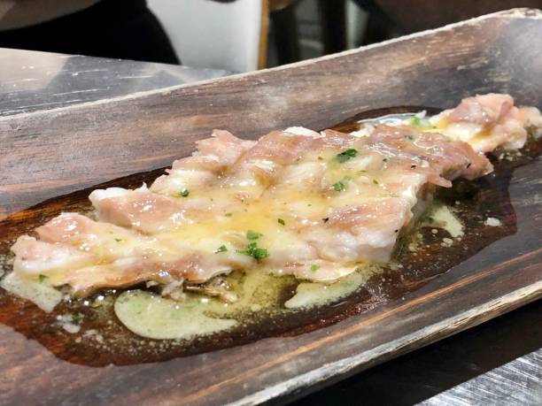 Fine dining, fish belly with butter served at Michelin restaurant