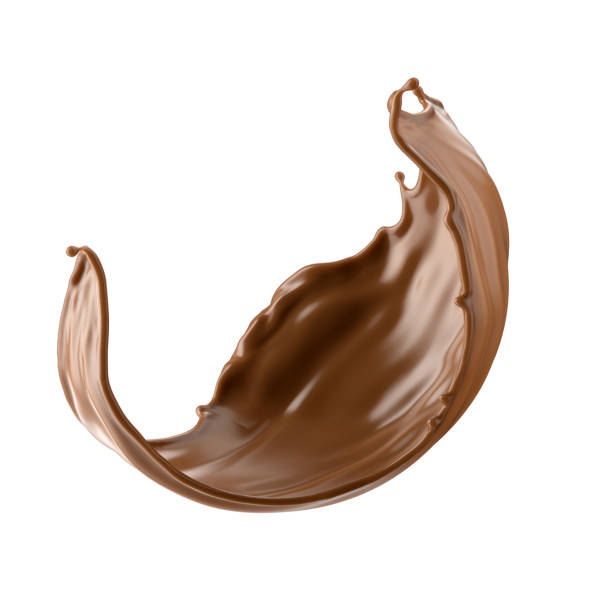 istock 3d render, chocolate splash, cacao drink or coffee, splashing cooking ingredient. Abstract liquid wave. Brown beverage clip art isolated on white background 1310646696