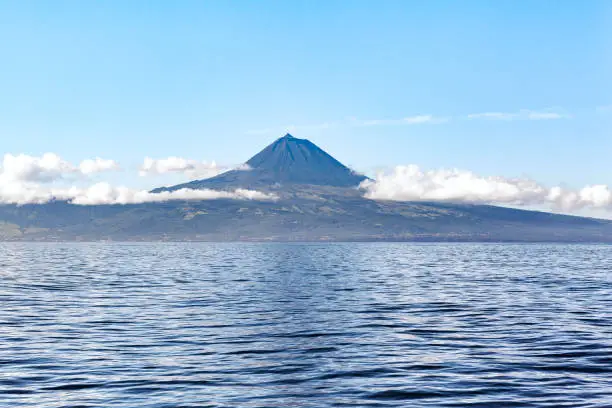 Pico Island, Azores, PT - October 4, 2017: View to Pico Island from the sea