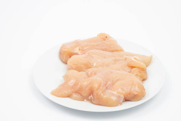 istock Raw Chicken Breasts on the plate above white background 1310651690