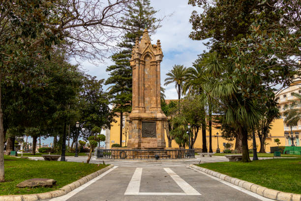 Ceuta, Spain; 8 March 2021: Monument to the fallen in the African War 1859-1860, during the reign of Isabel II. It is located in Africa Square