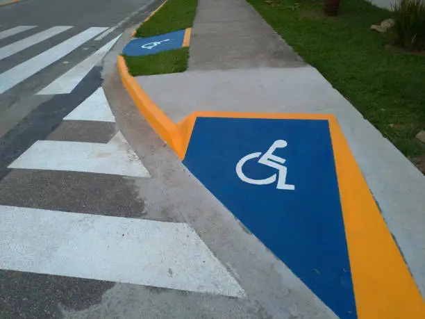 Photo of identification wheelchair access ramp and crosswalk