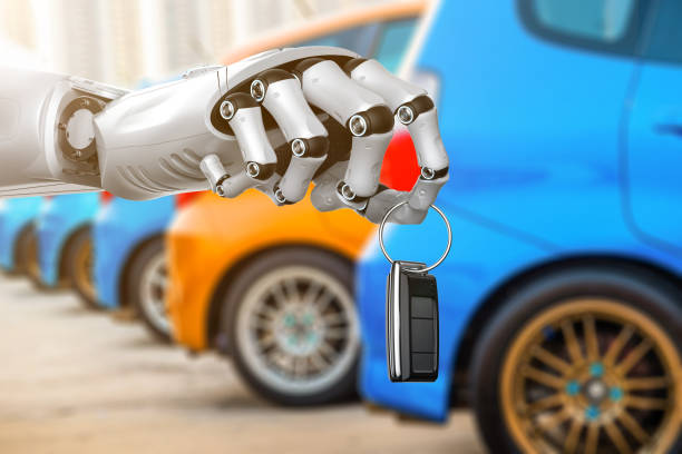 robot hold car key or car remote control