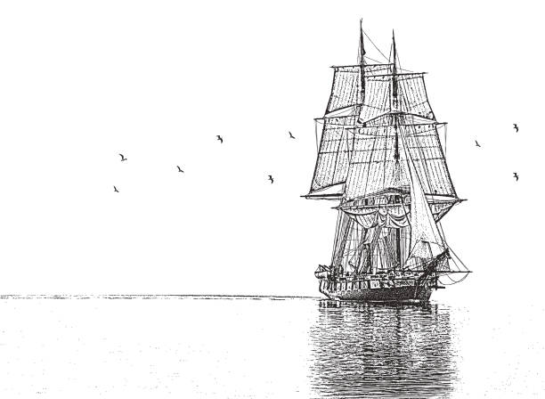 키가 큰 배 - galleon stock illustrations