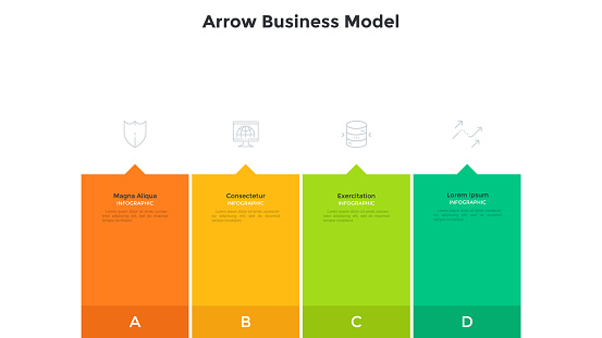 Rectangular Strategy Diagram Four Rectangular Elements With Upward Pointing Arrows Placed In ...
