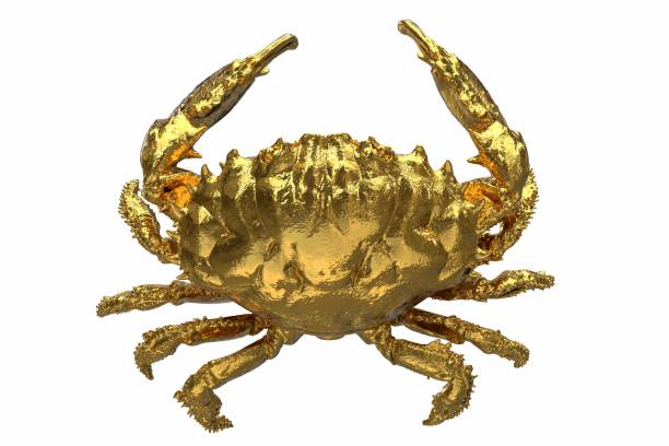 istock 3d render of golden crab on white background 1310686234