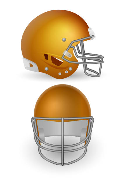 ilustrações, clipart, desenhos animados e ícones de conjunto de capacete de futebol - offensive line