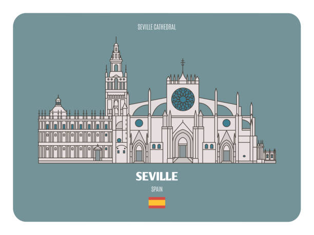 Cathedral of Seville, Spain Cathedral of Seville, Spain. Architectural symbols of European cities. Colorful vector sevilla stock illustrations