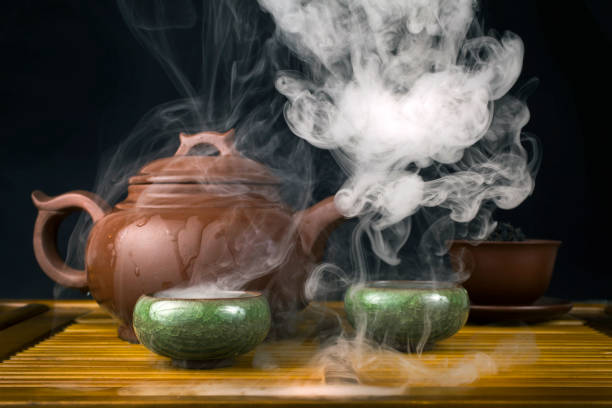 istock Clay teapot with smoked red tea Lapsang souchong 1310701421