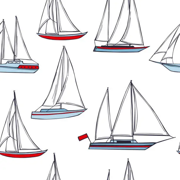 Vector illustration of Yachts. Vector  pattern