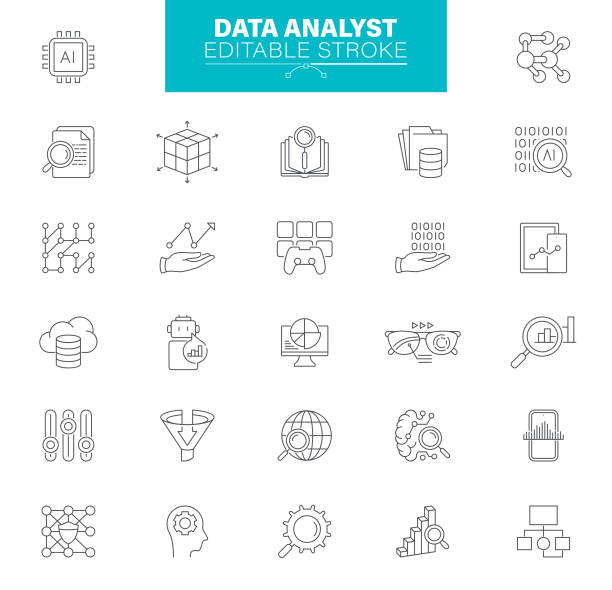 иконки аналитика д�анных редактируемый ход - diagram computer network network server network security stock illustrations