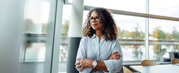 istock Woman entrepreneur standing at office window 1310715566