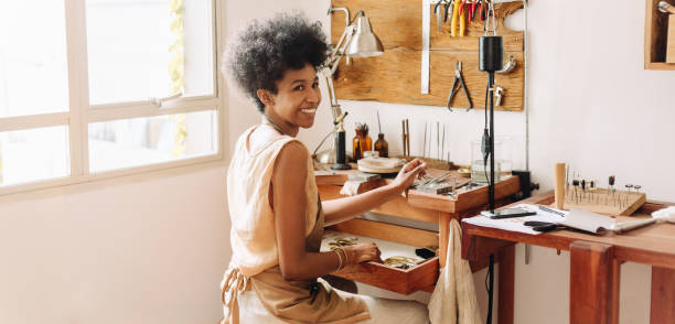 istock Female worker in jewelry workshop 1310715703