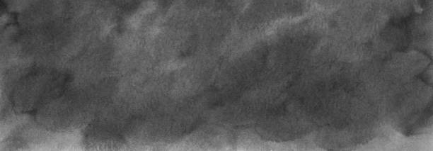 istock Black white abstract background. Hand drawn watercolor. Artistic background with copy space for your design. Wide banner. 1310716702