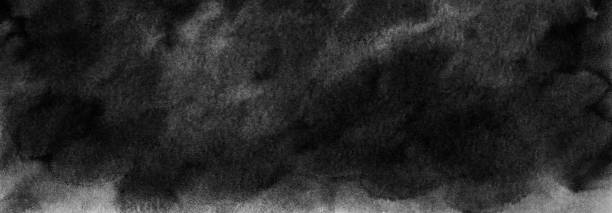 istock Black white abstract background. Hand drawn watercolor. Artistic background with copy space for your design. Wide banner. 1310716705