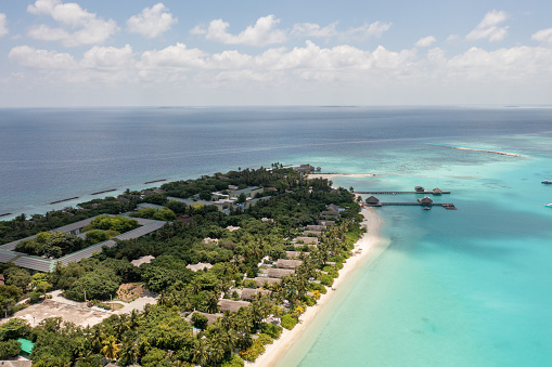 Aerial drone view of coral reef