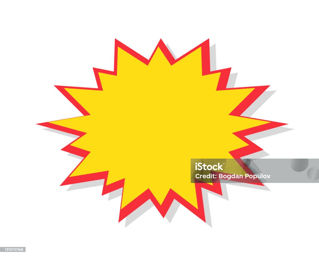 Starburst in beeldverhaalstijl. Rode toespraakbelbadge die op achtergrond wordt geïsoleerd. - Royalty-free Lichtvlek vectorkunst Starburst in beeldverhaalstijl. Rode toespraakbelbadge die op achtergrond wordt geïsoleerd. - Royalty-free Lichtvlek vectorkunst