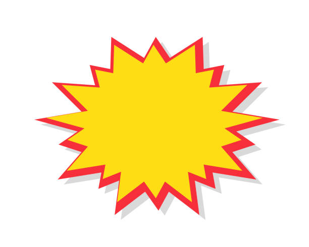 ilustrações de stock, clip art, desenhos animados e ícones de starburst in cartoon style. red speech bubble badge isolated on background. - faixa sinal ilustrações