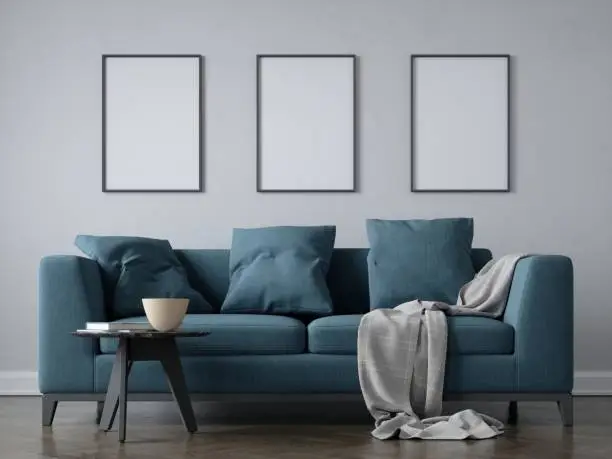 Photo of Interior scene with 50cm x 70 cm blank frames