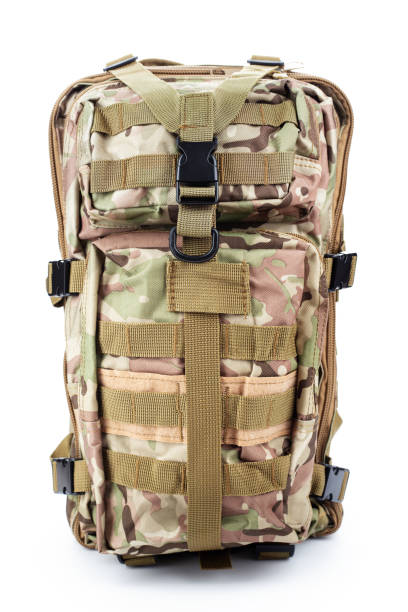 istock Military backpack of khaki color on a white background 1310723256
