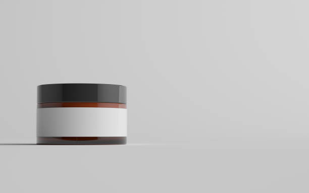 istock Amber Glass Cosmetic Jar Mockup - One Jar. Blank Label 1310725983