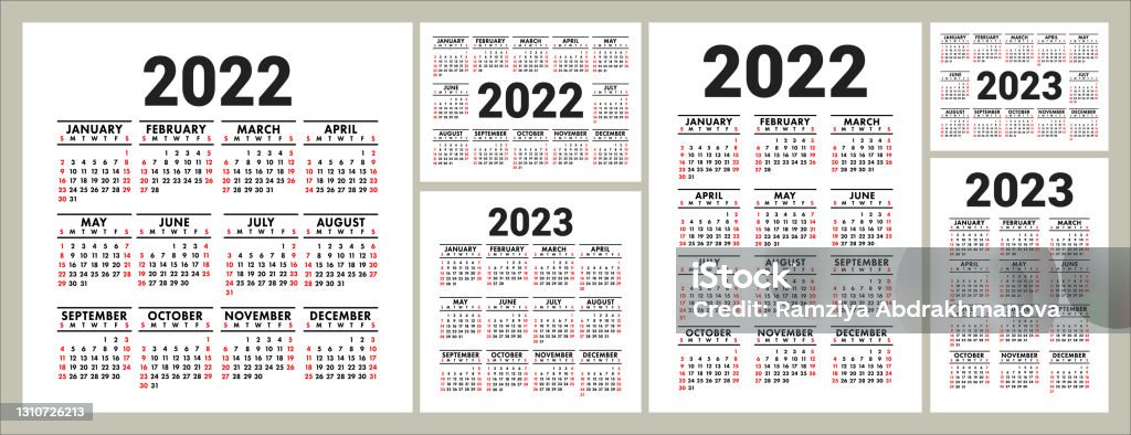 Kalender Untuk Tahun 2022 Dan 2023 Inggris Vektor Persegi Dinding