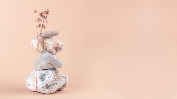istock Dry flax and tower of stones. 1310728371