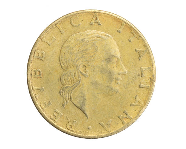 istock Italy two hundred lire coin on a white isolated background 1310731701