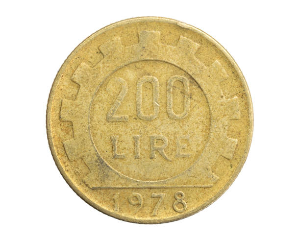 istock Italy two hundred lire coin on a white isolated background 1310731739