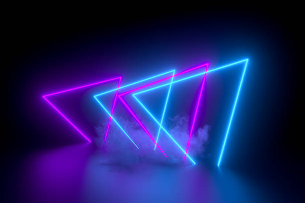 istock Abstract exhibition background with ultraviolet neon lights, glowing lines 1310733840