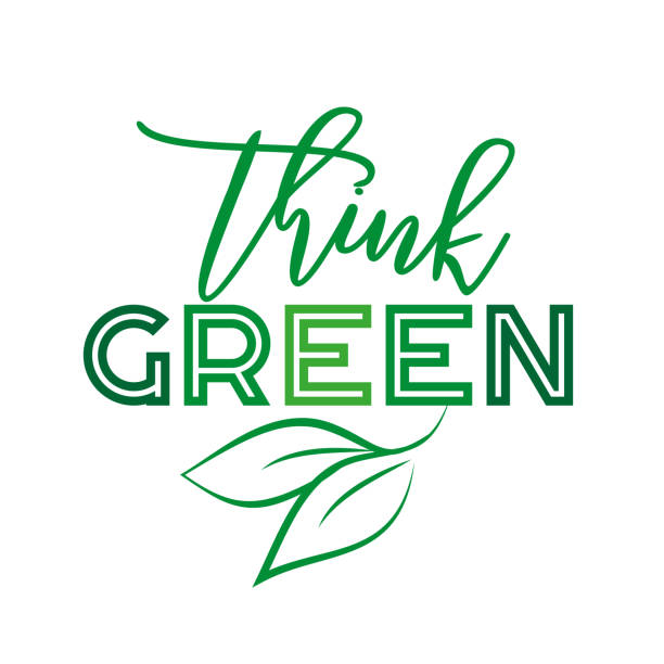 Think Green- Vector Design Illustration with Hand-Lettering Text Logo Think Green Concept - Ecology and Green Energy in Trendy Linear Style. Think Green- Vector Design Illustration with Hand-Lettering Text Logo Think Green Concept - Ecology and Green Energy in Trendy Linear Style. think green stock illustrations