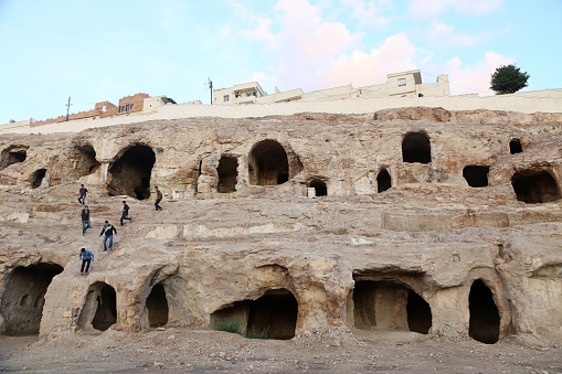Ancient houses in caves in the city of Sanliurfa,Turkey. 1 November 2014.